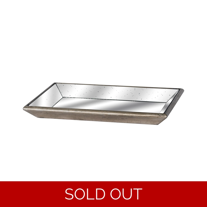 product Image for Astor Distressed Mirrored Tray With Wooden Detailing